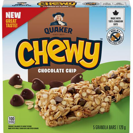 Quaker Chewy Chocolate Chip Granola Bars, 120g/4.2 oz, Box Front