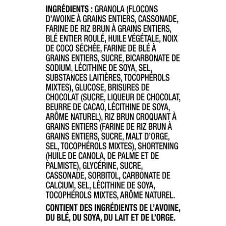 Quaker Chewy Chocolate Chip Granola Bars, 120g/4.2 oz, Box Ingredients In French