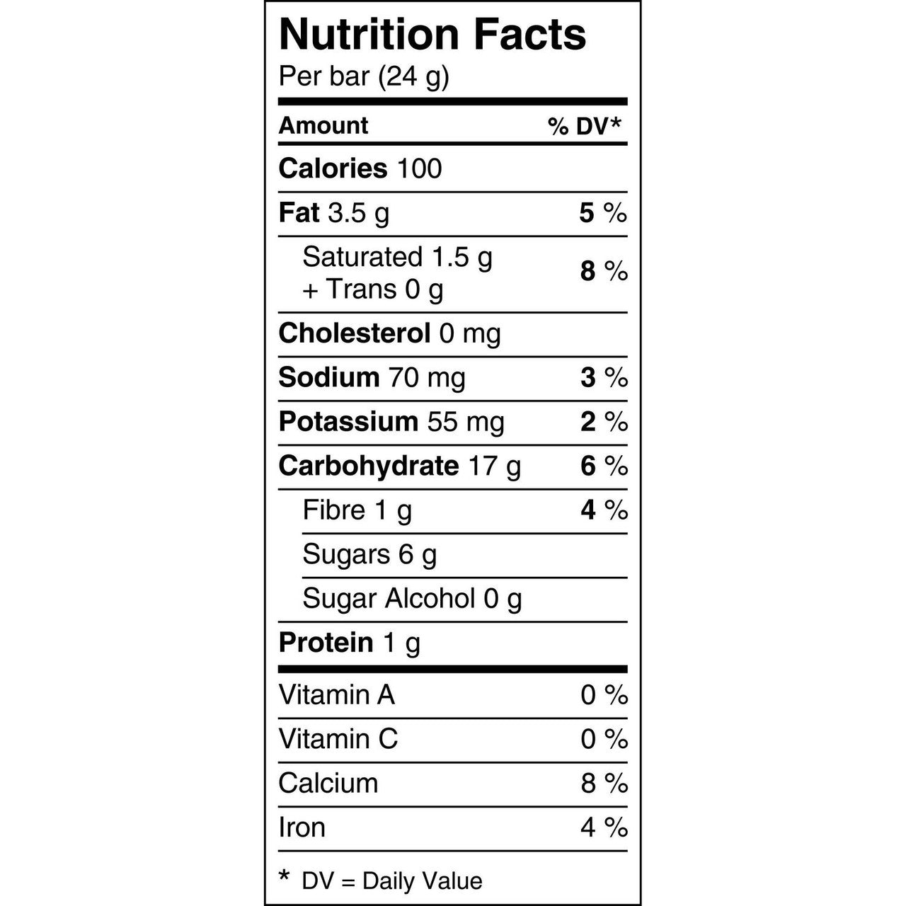 Quaker Chewy Chocolate Chip Granola Bars, 120g/4.2 oz, Box Nutrition Facts