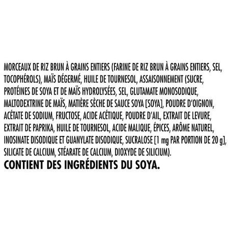Quaker Crispy Minis Rice Chips Sweet Chili 100g/3.5 oz. Ingredients in French