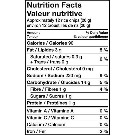 Quaker Crispy Minis Rice Chips Sweet Chili 100g/3.5 oz. Nutrition Facts