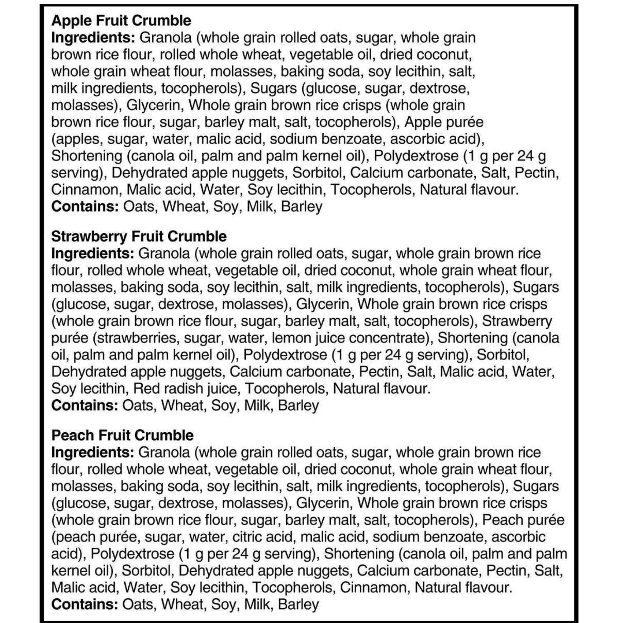 Quaker Chewy Fruity Fun Granola Bars, Apple, Strawberry, and Peach Fruit Crumble, 40 Bars, 960g/33.8 oz