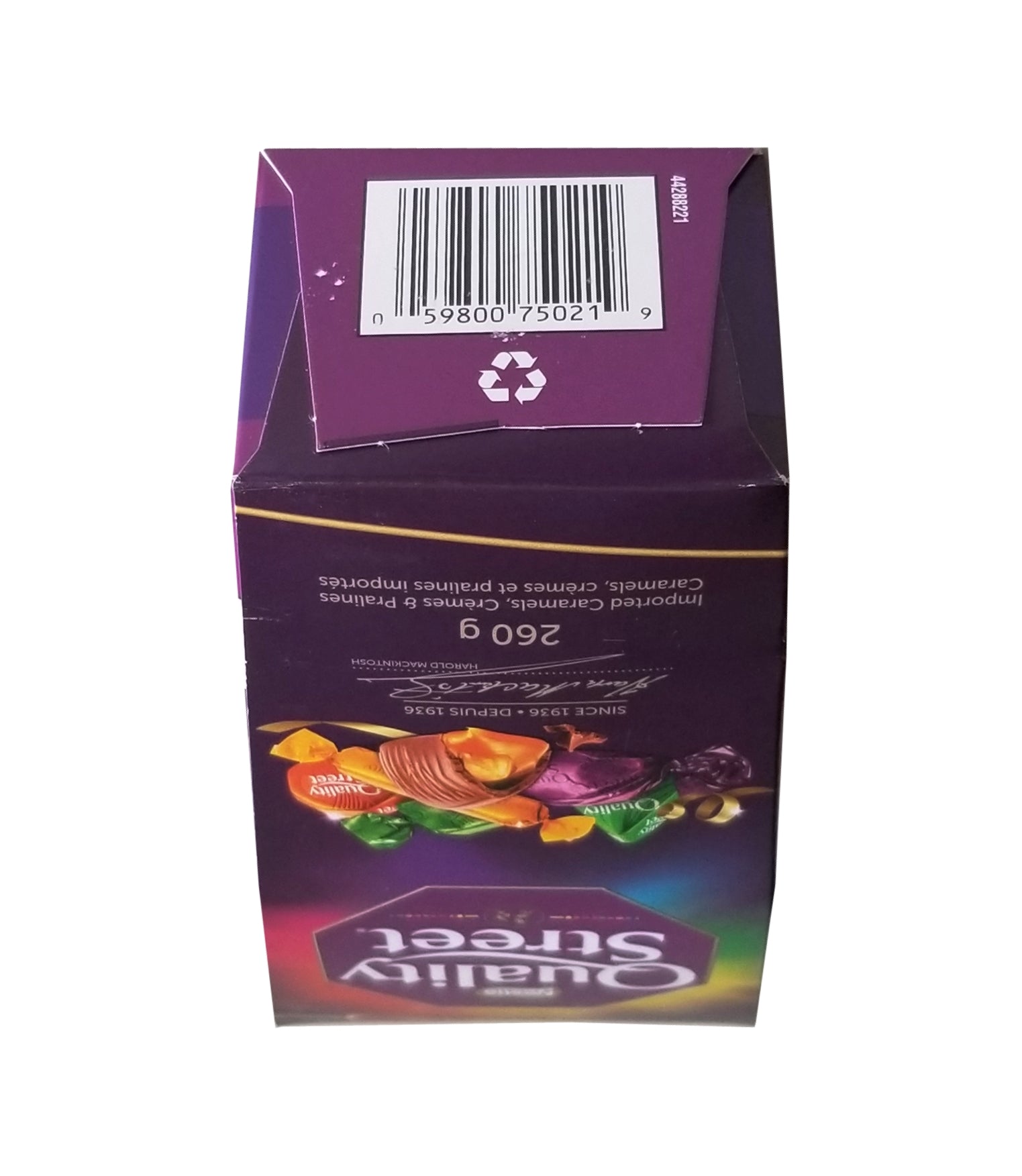 Quality Street Assorted Pralines, 260g/9.1 oz. Gift Box Bottom side
