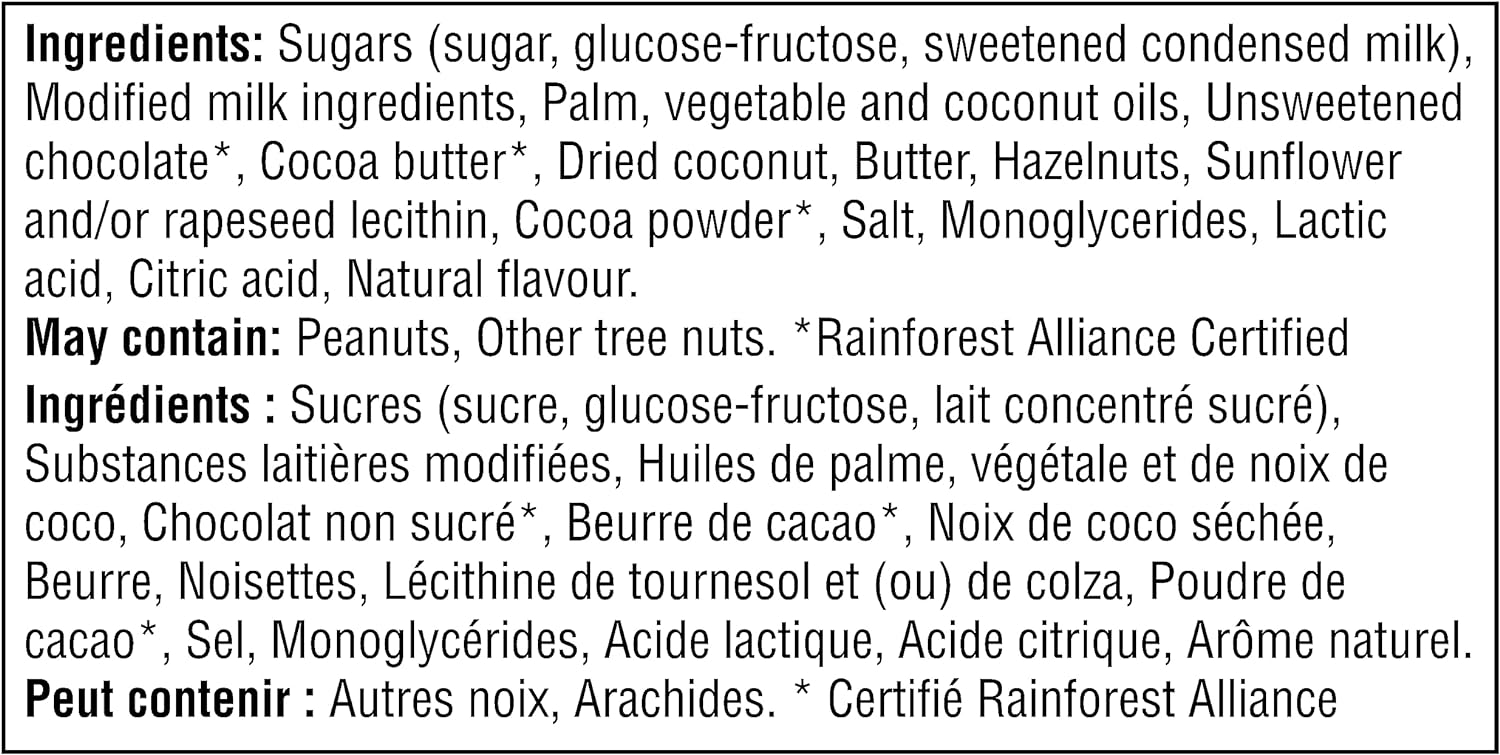 Quality Street Assorted Pralines, 260g/9.1 oz. Gift Box Ingredients