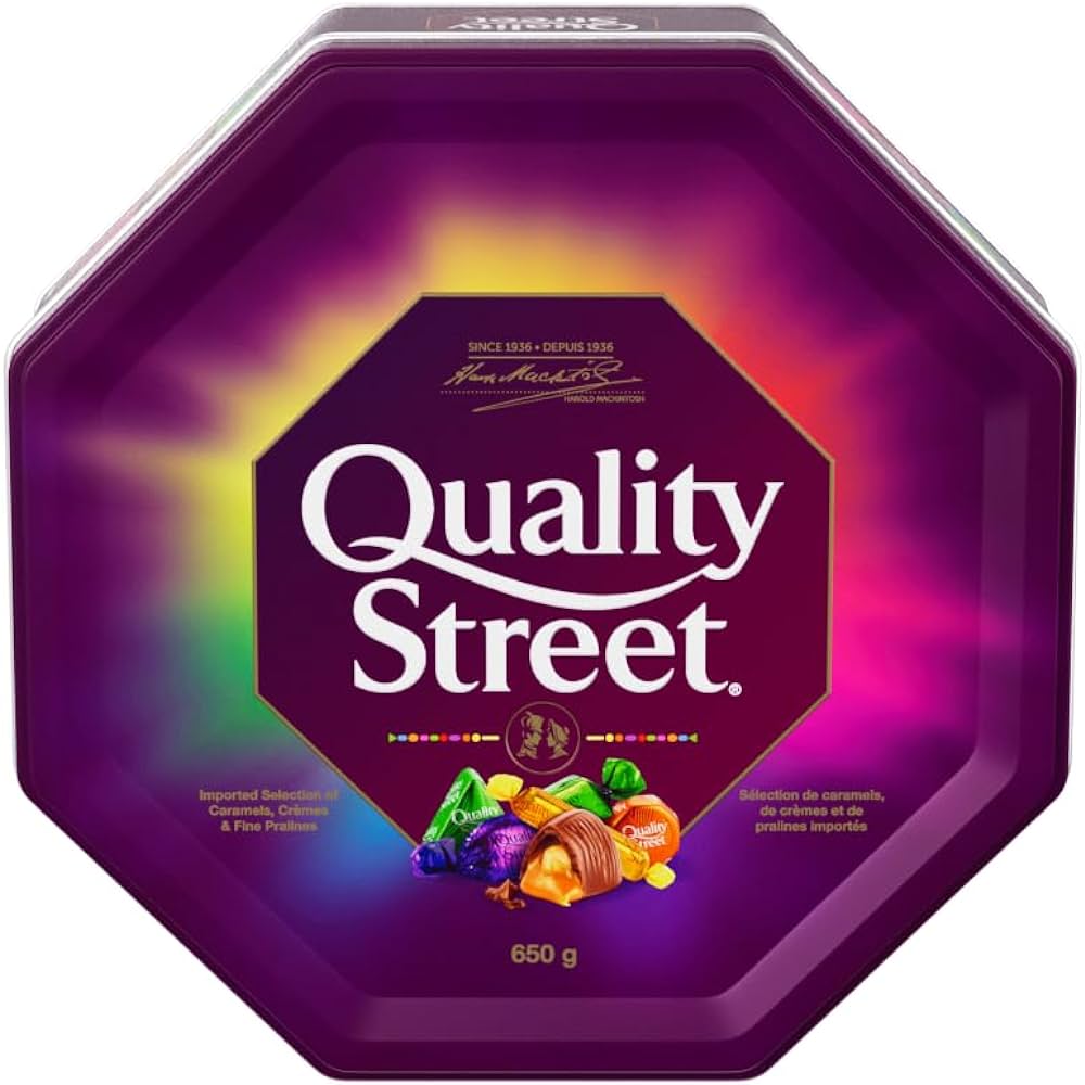 Quality Street Assorted Pralines, 650g/1.4 lbs. Tub Top Side