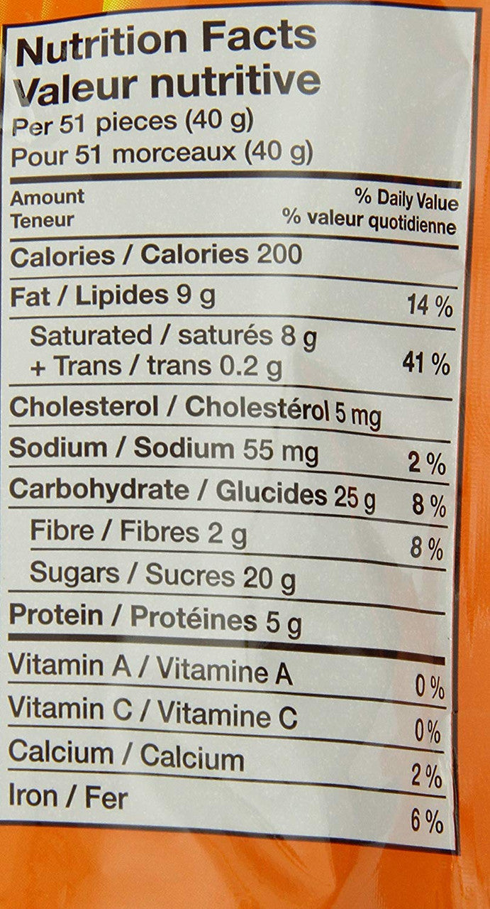 REESE PIECES Chocolate Peanut Butter Candy, 230g/ 7.2 oz., Bag Nutritional Facts
