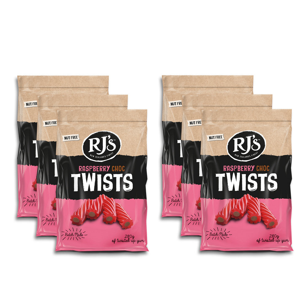 RJ'S Raspberry Choc Twists, Licorice, 280g/9.9 oz., (6 pack) {Imported from Canada}