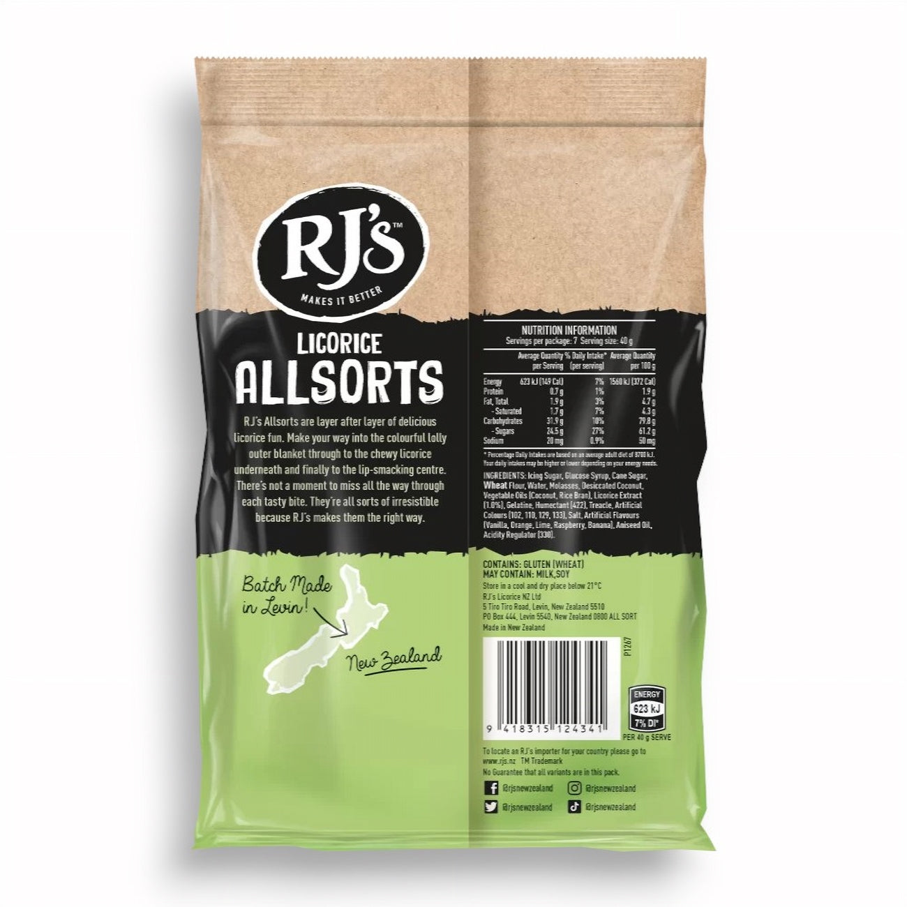 RJ'S Licorice Allsorts, 280g/9.9 oz., Bag