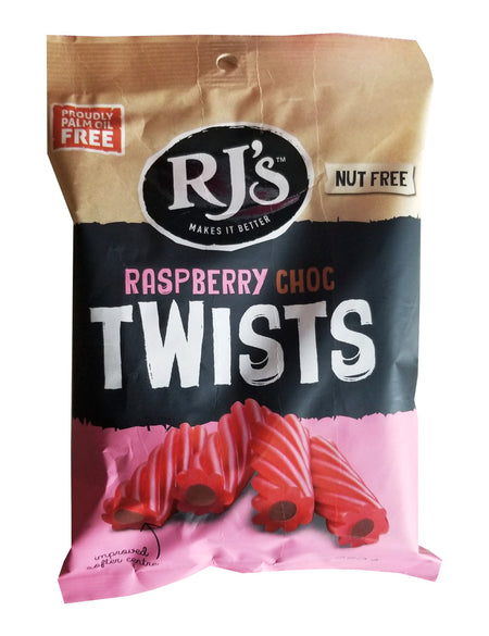 RJ'S Raspberry Choc Twists, Licorice, 280g/9.9 oz., (6 pack) {Imported from Canada}