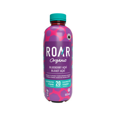 Roar Organic Blueberry Acai Vitamin Enhanced Beverage, 532mL/18.6 fl. oz., Bottle {Imported from Canada}