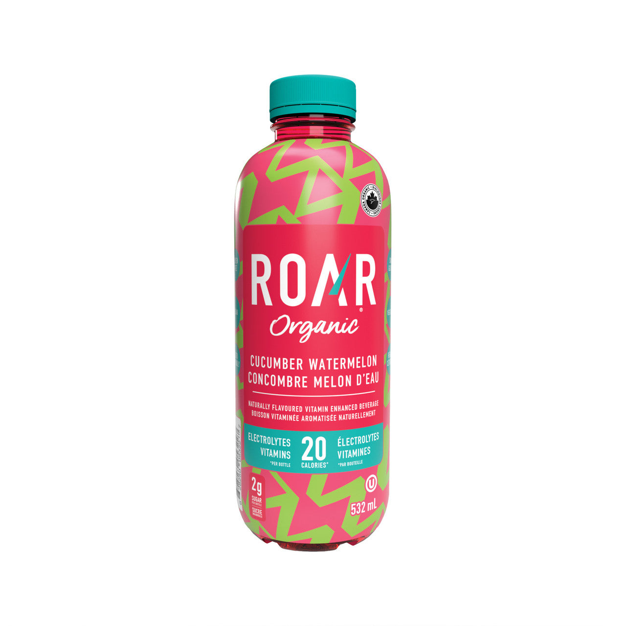 Roar Organic Cucumber Watermelon Vitamin Enhanced Beverage, 532mL/18.6 fl. oz., Bottle {Imported from Canada}