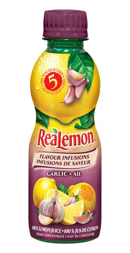 ReaLemon Flavor Infused Lemon Juice, Garlic Flavor, 240mL/8.4 fl. oz., Bottle {Imported from Canada}