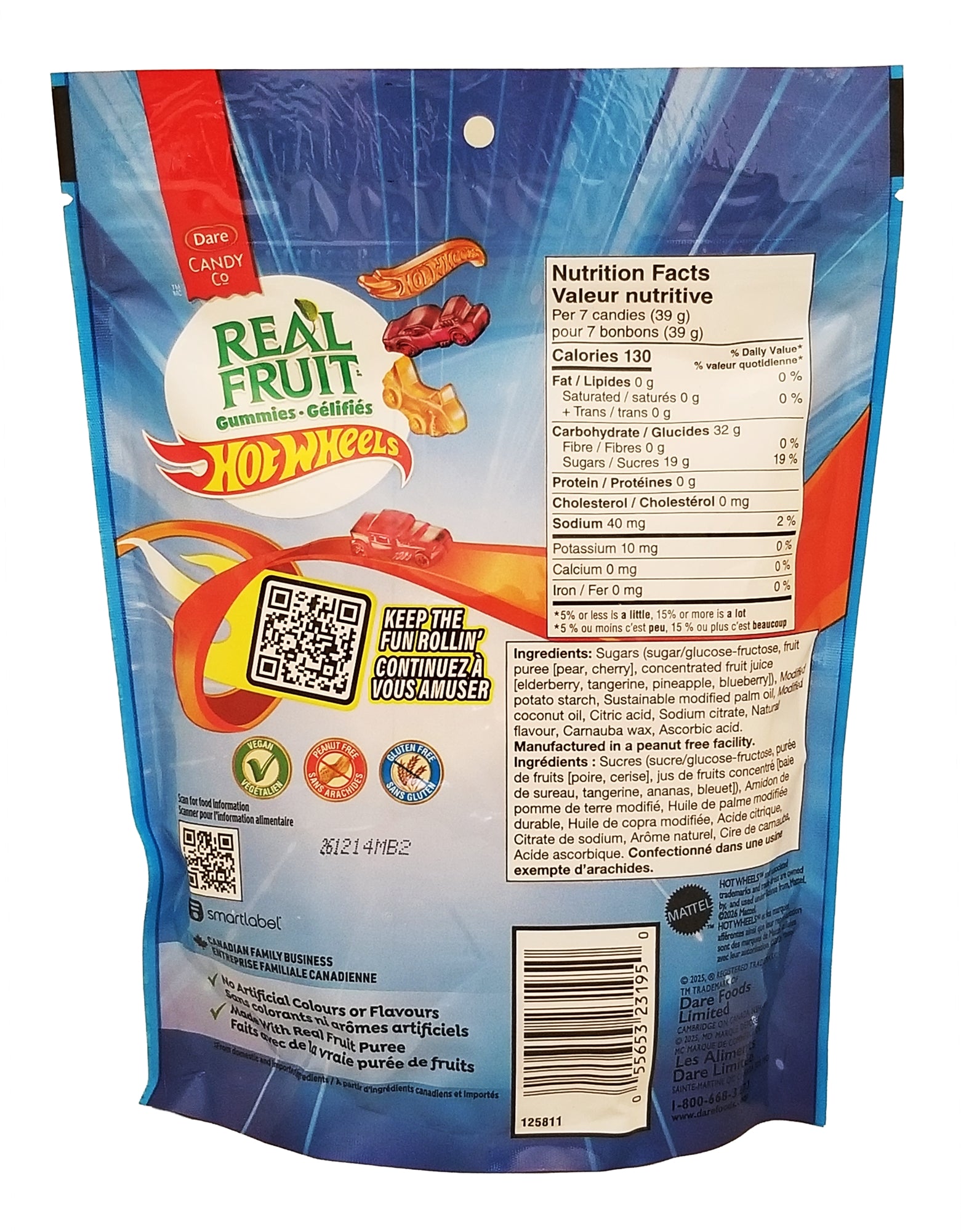 Dare Real Fruit Gummies 300 g back of bag vegan gluten-free
