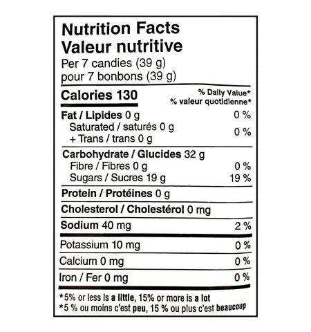 Dare Real Fruit Gummies 300 g nutrition facts panel