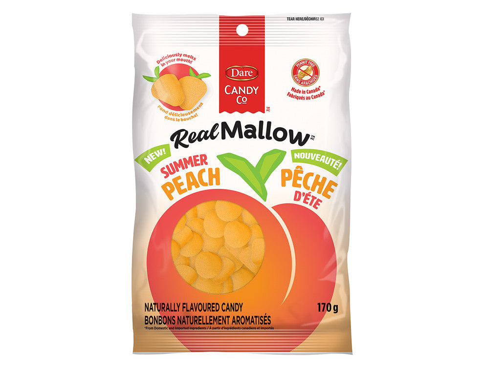 Dare Mallow Summer Peach Marshmallows, 170g/6 oz., Bag, {Imported from Canada}