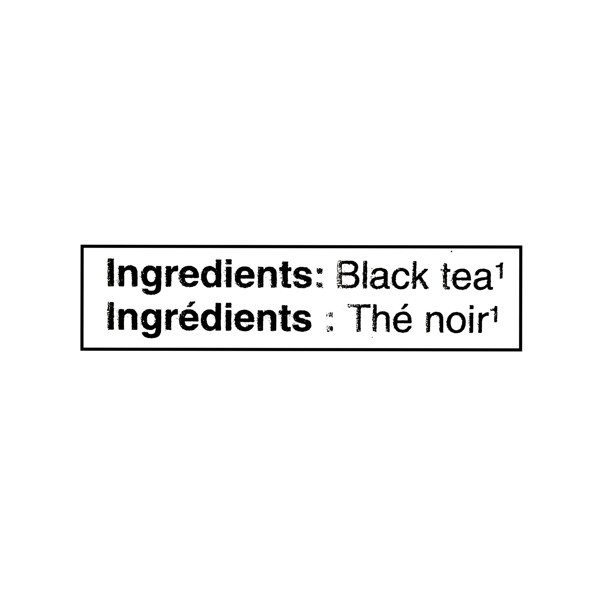Ingredients list on Red Rose Orange Pekoe Tea 70-bag box, 203g