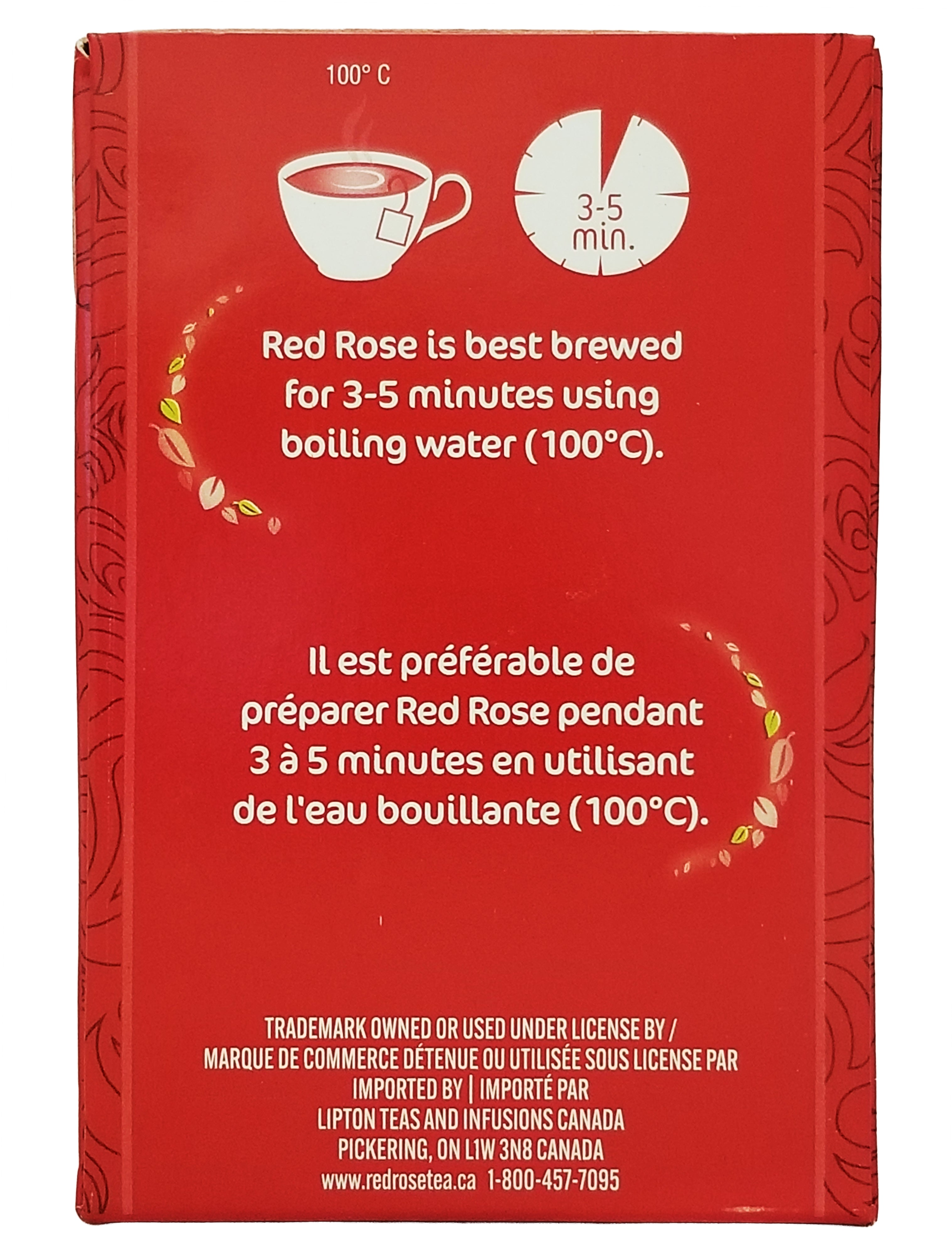 Second side view of Red Rose Orange Pekoe Tea 203g box, 70 tea bags