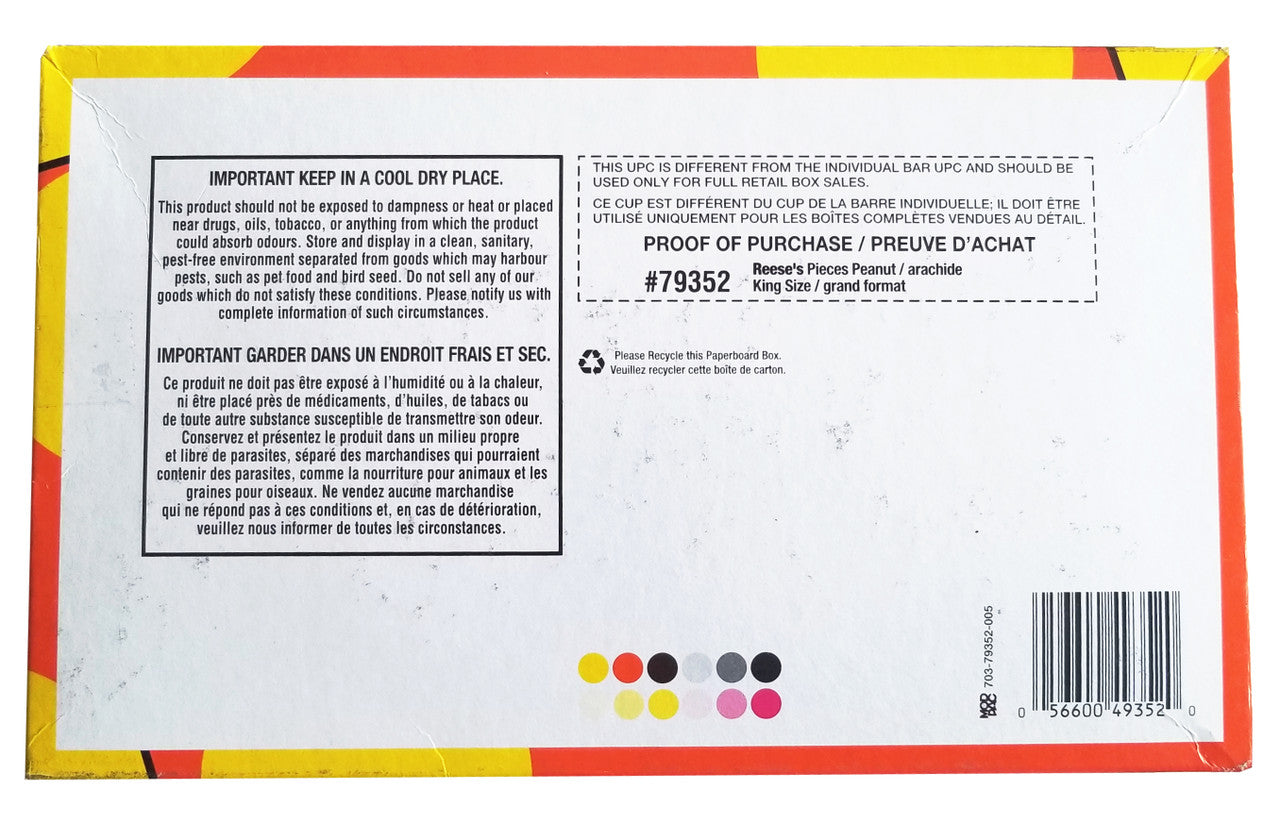 Reese's Pieces with Peanuts Candy King Size 16 x 75g/2.6 oz. Pouches (Imported from Canada)