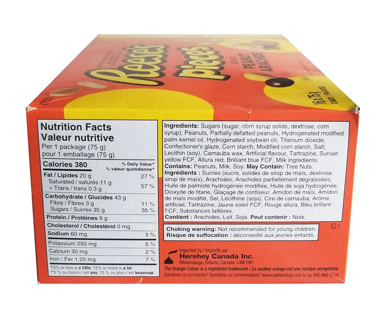 Reese's Pieces with Peanuts Candy King Size 16 x 75g/2.6 oz. Pouches (Imported from Canada)