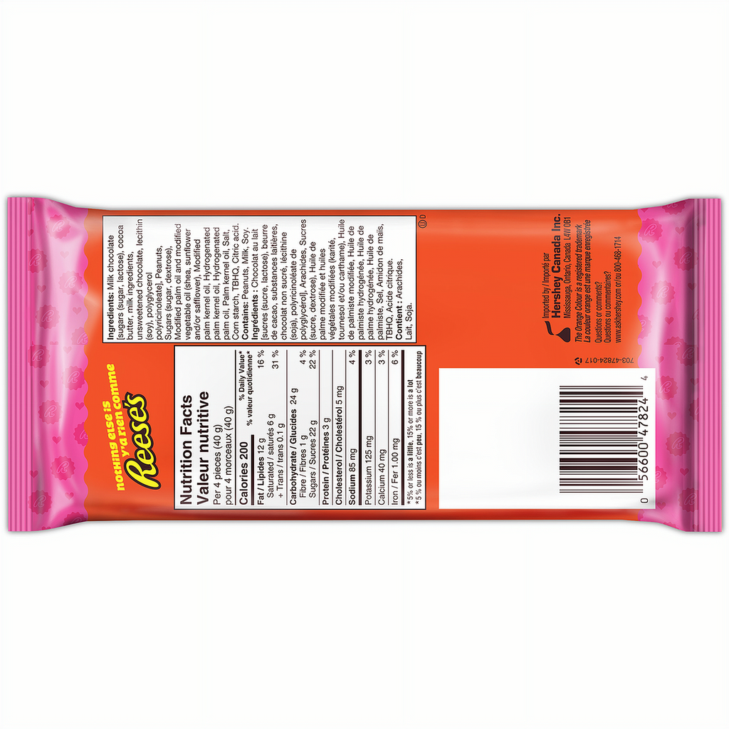 Reese's Valentine's Day Peanut Butter Hearts, 161g/5.7 oz. - Back of Bag