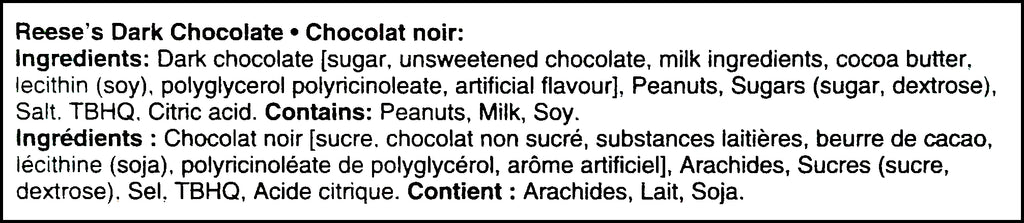 Reese's Lovers Miniatures, Milk, White & Dark Chocolate Peanut Butter Cups 158g/5.6 oz. Gift Box - Ingredients Reese's Dark Chocolate