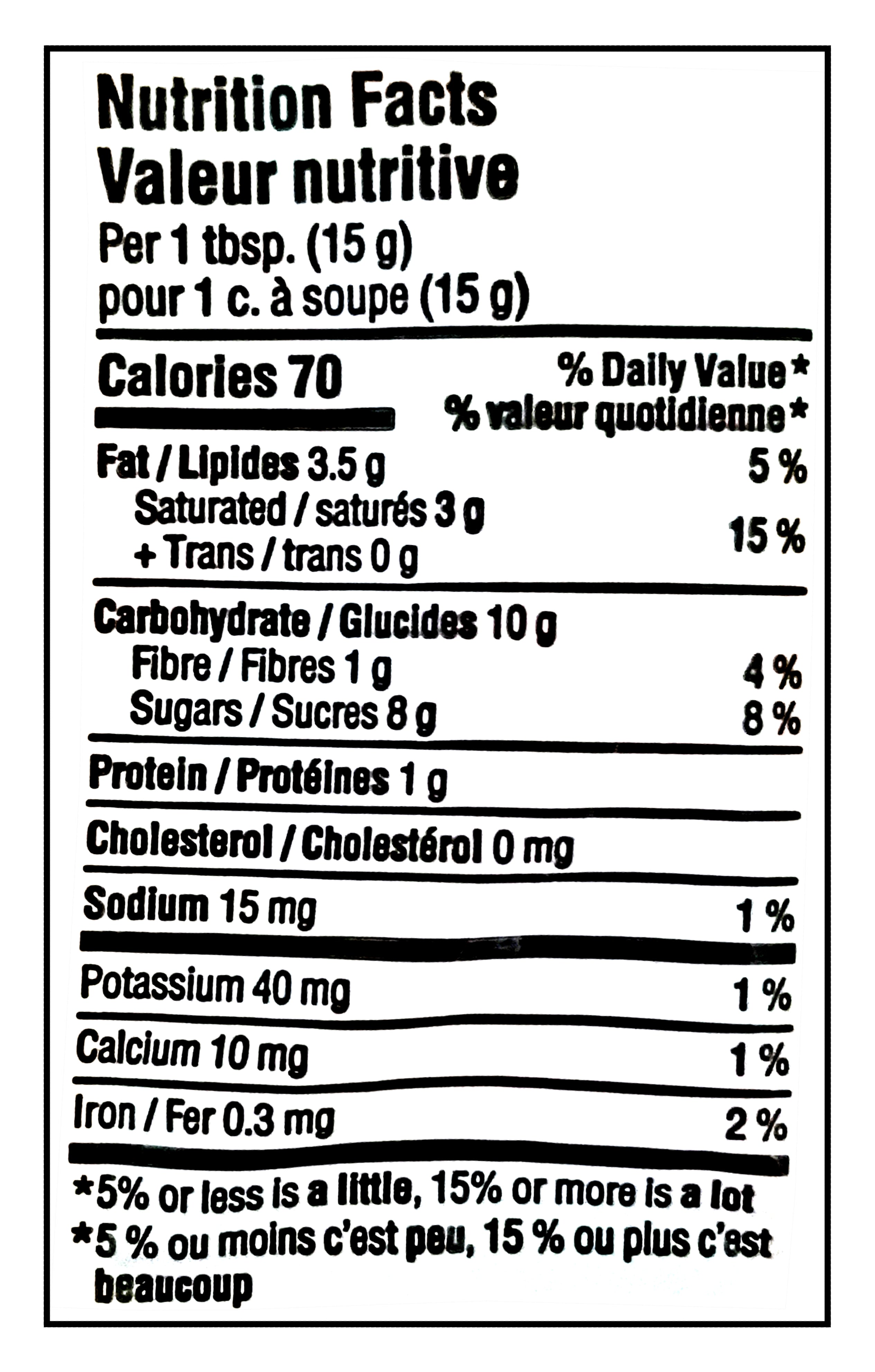 Nutrition facts label for Reese Pieces, Mini perfect for baking, 270g/9.5 oz with black text on a white background.