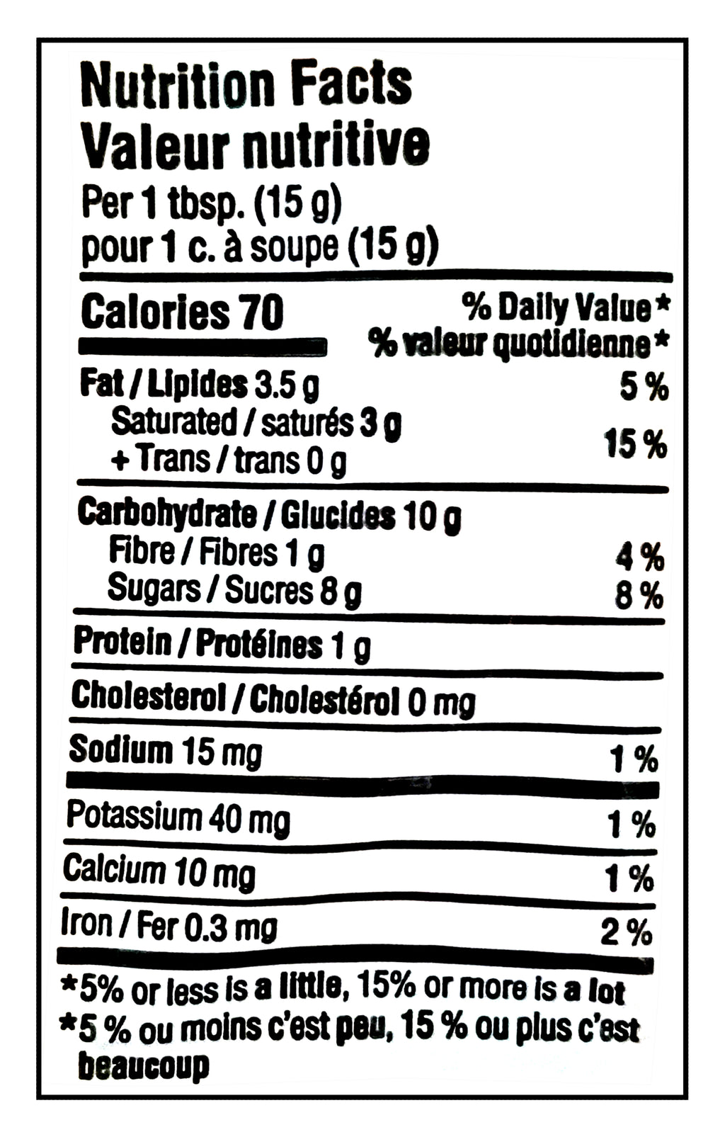 Nutrition facts label for Reese Pieces, Mini perfect for baking, 270g/9.5 oz with black text on a white background.