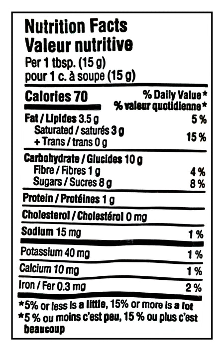 Nutrition facts label for Reese Pieces, Mini perfect for baking, 270g/9.5 oz with black text on a white background.