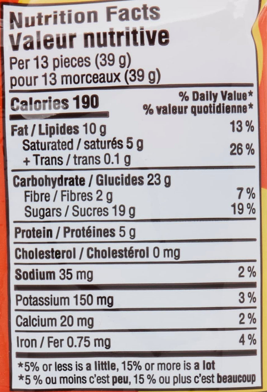 Reese's Pieces Peanut Peg Bag, 104g/3.7oz. Bag  Nutrition Facts