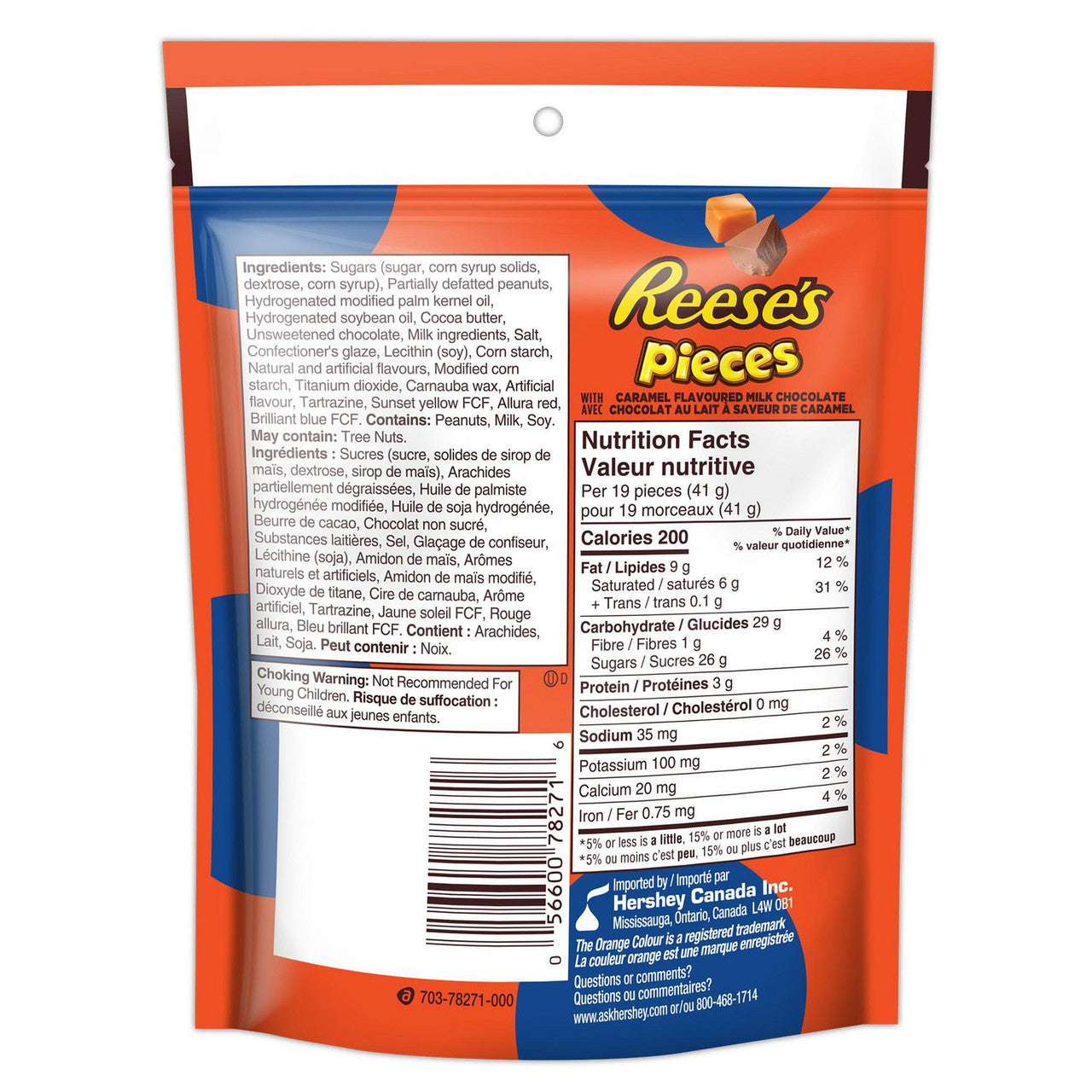 Reese's Pieces with Caramel Milk Chocolate Candy – 170g / 6 oz - Back side
