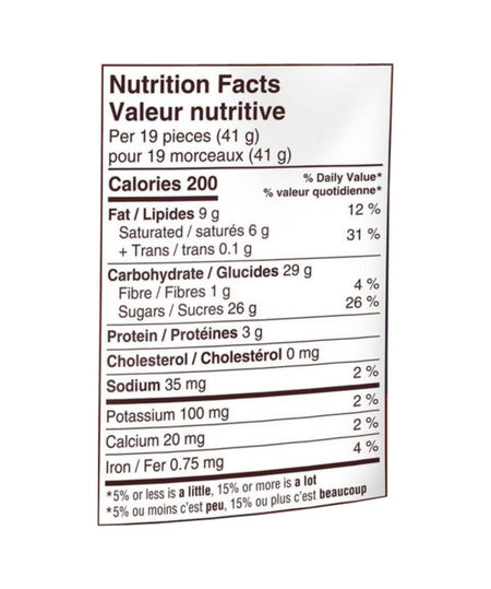 Reese's Pieces with Caramel Milk Chocolate Candy – 170g / 6 oz - Nutrition Facts