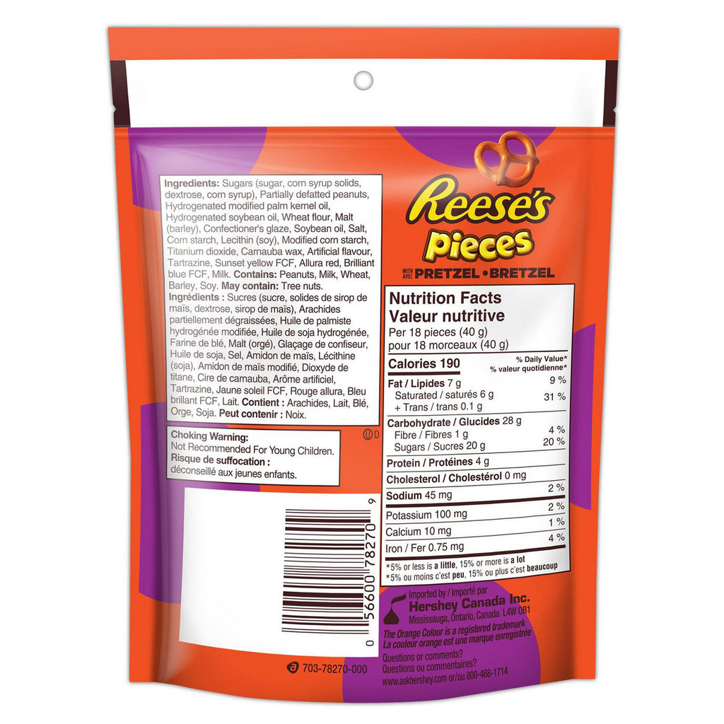 Reese's Pieces with Pretzel Candy 170g/6 oz. Bag Back Side