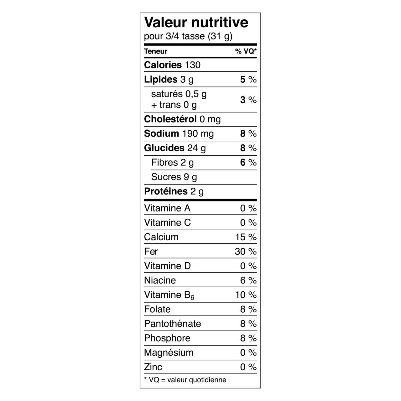 Reese Puffs Bunnies Cereal, Special Easter Edition, 326g/11.5 oz. - Nutrition Facts French