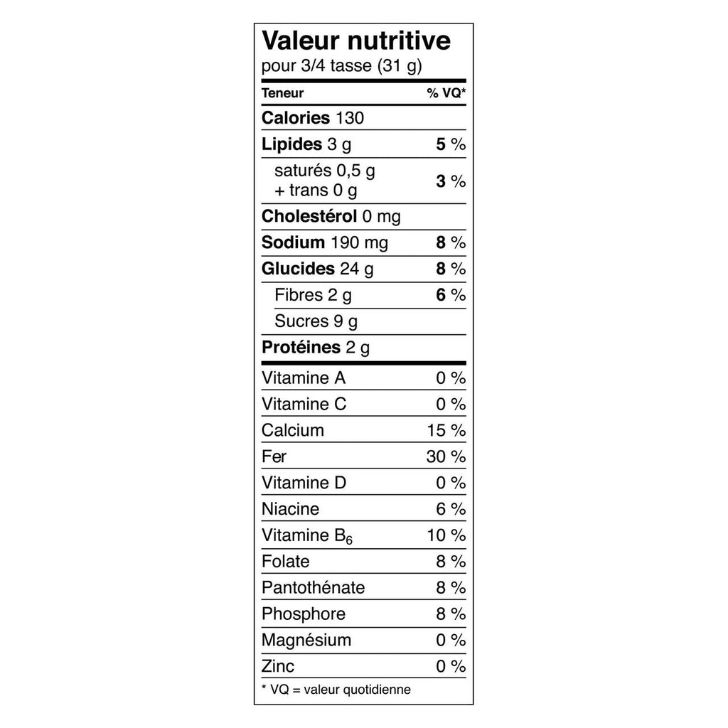 Reese Puffs Bunnies Cereal, Special Easter Edition, 326g/11.5 oz. - Nutrition Facts French