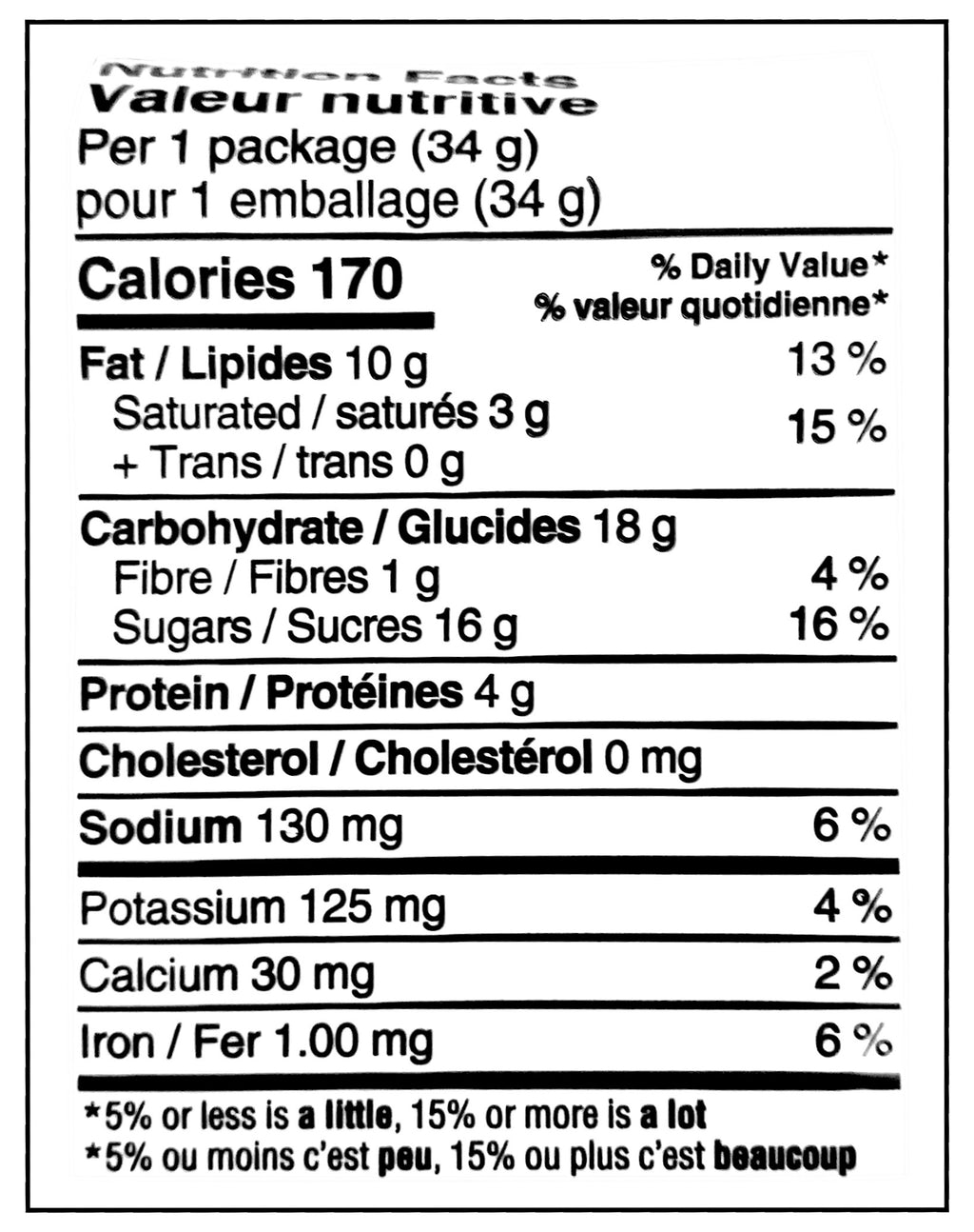 Nutrition facts label of Reese's Trees, Milk Chocolate And Peanut Butter Candy 204g/7.2 oz. Package