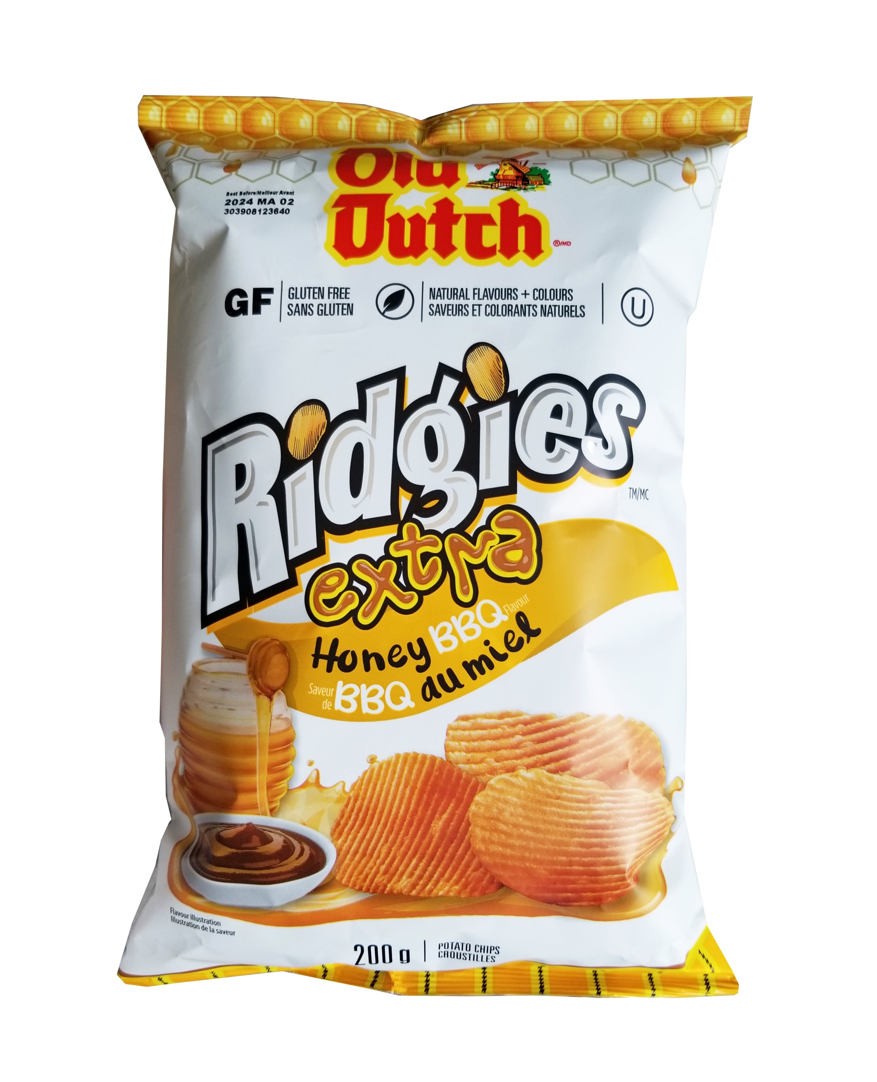 Old Dutch Ridgies Extra Honey BBQ Chips, 200g/7 oz