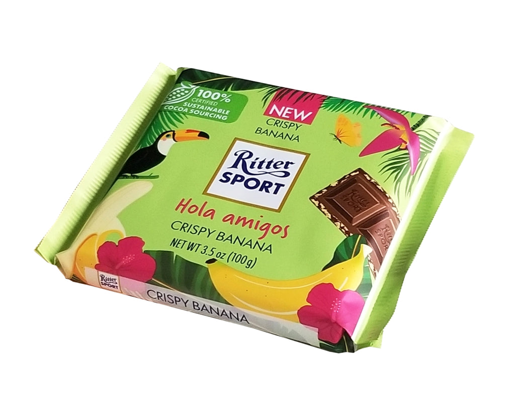 Ritter Sport Taste the World Milk Chocolate Crispy Banana Bar, 100g/3.5 oz. Bar {Imported from Canada}