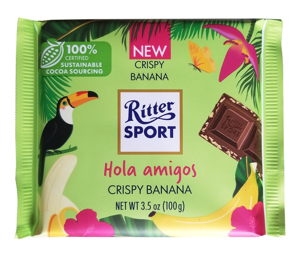 Ritter Sport Taste the World Milk Chocolate Crispy Banana Bar, 100g/3.5 oz. Bar {Imported from Canada}