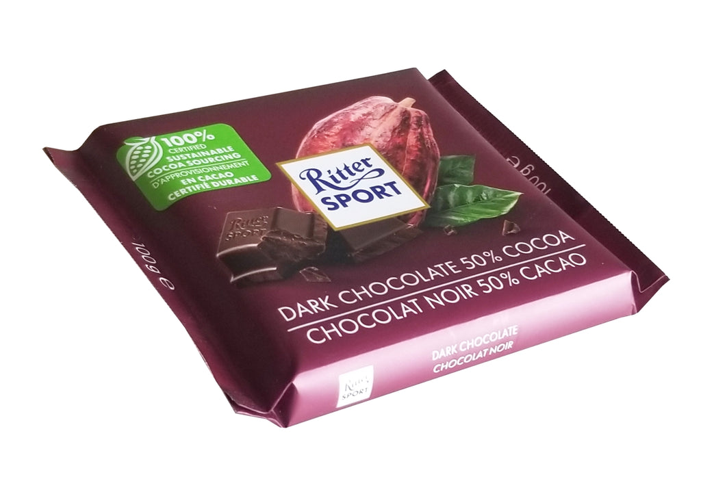 Ritter Sport 50% Cocoa Dark Chocolate Bar, 100g/3.5 oz. Bar {Imported from Canada}