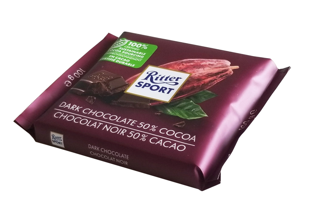 Ritter Sport 50% Cocoa Dark Chocolate Bar, 100g/3.5 oz. Bar {Imported from Canada}