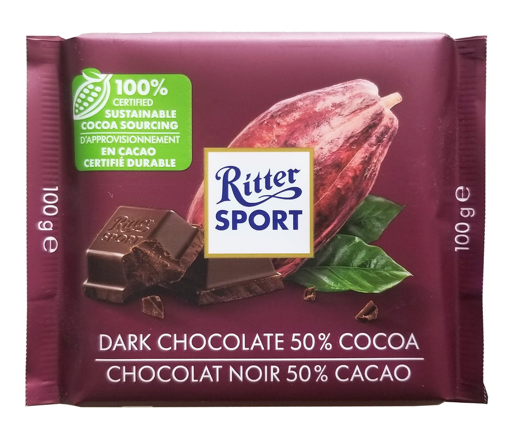 Ritter Sport 50% Cocoa Dark Chocolate Bar, 100g/3.5 oz. Bar {Imported from Canada}