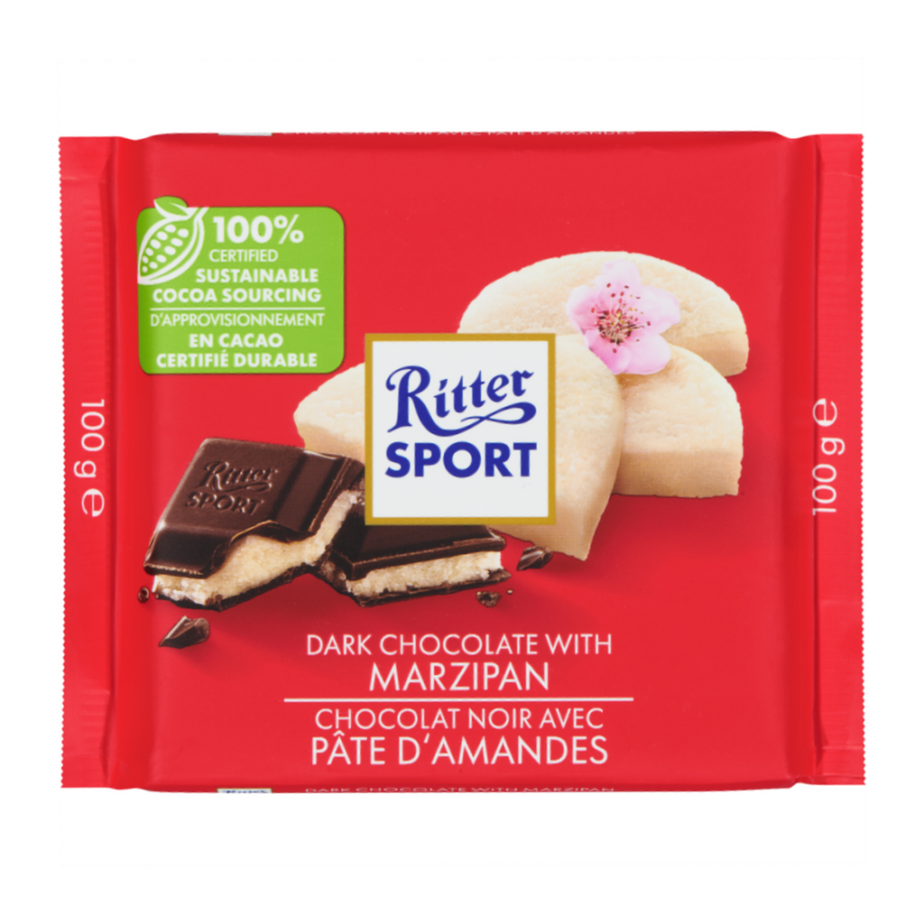 Ritter Sport Dark Chocolate with Marzipan Bar, 100g/3.5 oz. Bar {Imported from Canada}