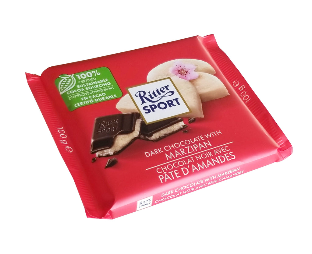 Ritter Sport Dark Chocolate with Marzipan Bar, 100g/3.5 oz. Bar {Imported from Canada}