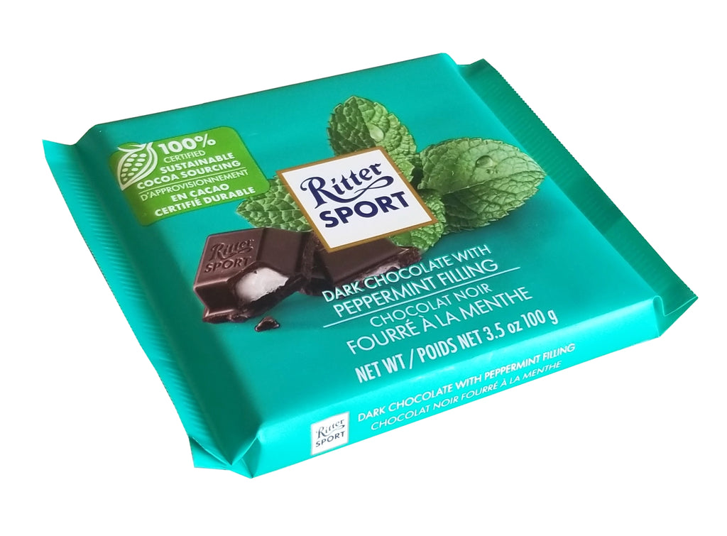 Ritter Sport Dark Chocolate with Peppermint Filling Bar, 100g/3.5 oz. Bar {Imported from Canada}