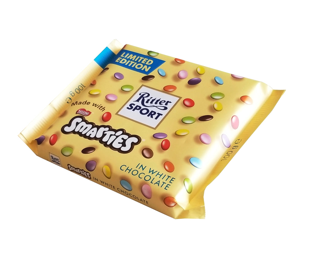 Ritter Sport Made with Smarties White Chocolate Bar, 100g/3.5 oz