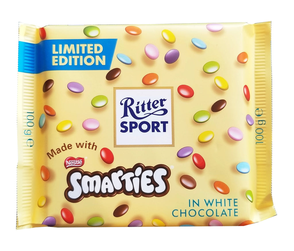 Ritter Sport Made with Smarties White Chocolate Bar, 100g/3.5 oz