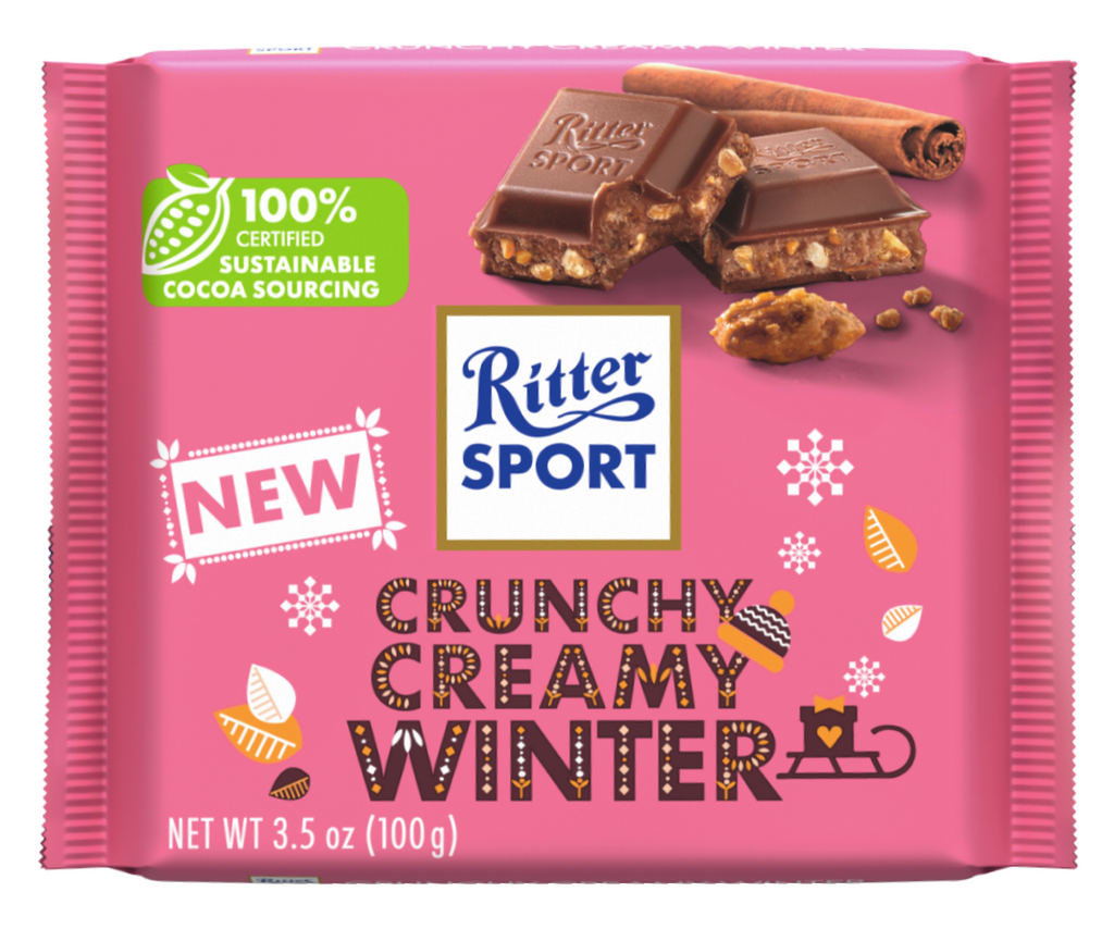 Ritter Sport Milk Chocolate Bar, Crunchy Creamy Winter Flavor, 100g/3.5 oz. Bar {Imported from Canada}