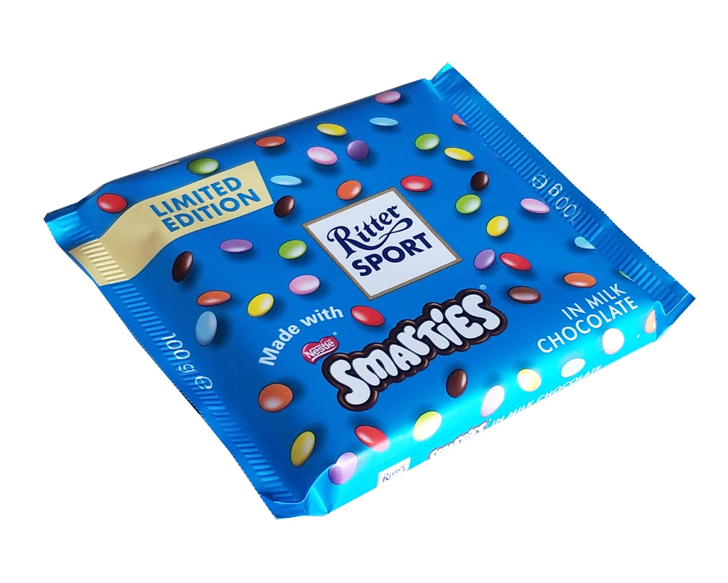 Ritter Sport Made with Smarties Milk Chocolate Bar, 100g/3.5 oz.