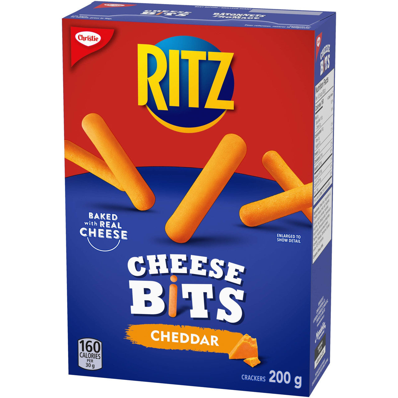 Ritz Cheese Bits Cheddar Flavoured Crackers, 200g/7 oz. Box Right Angle
