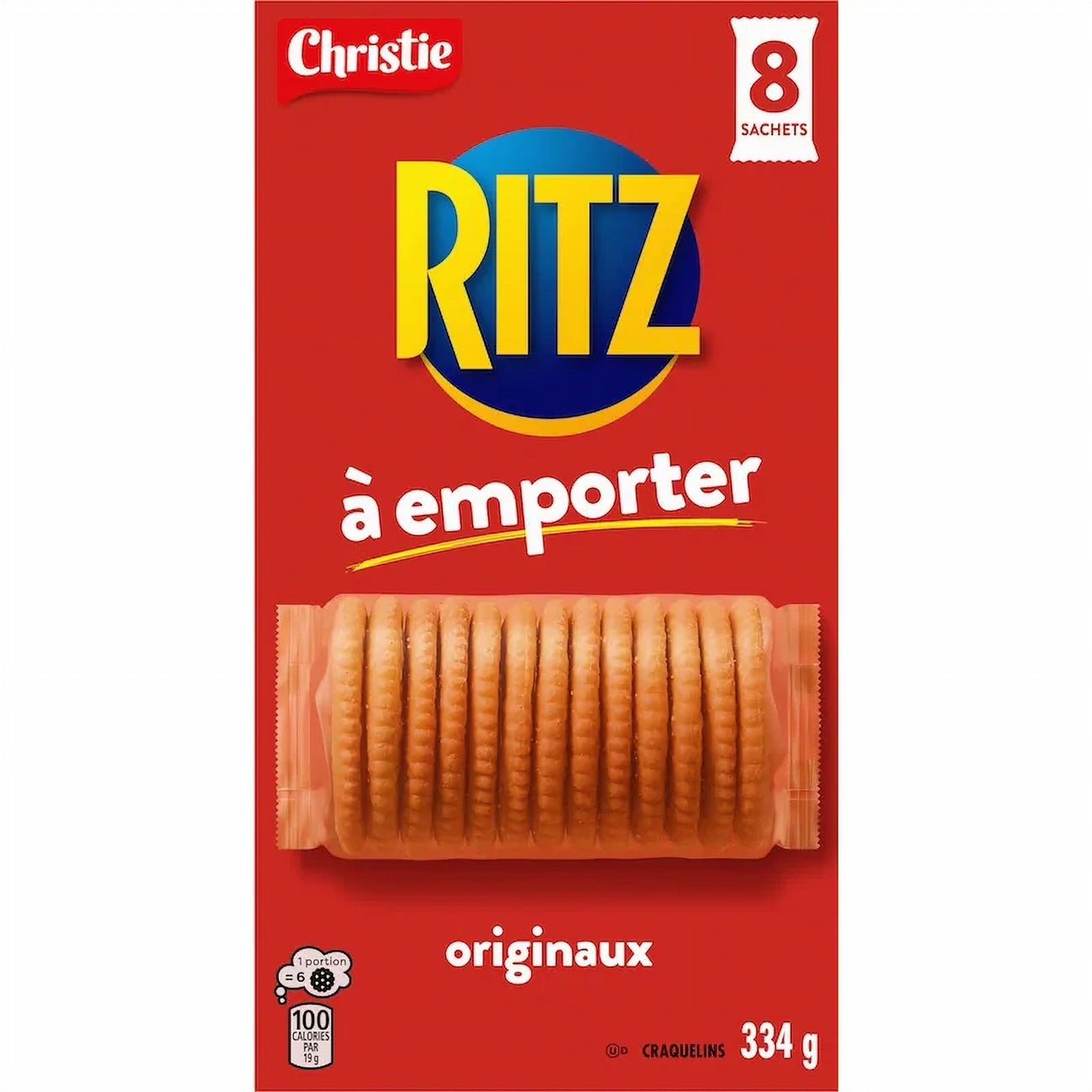 Ritz crackers packaging with red background and visible branding